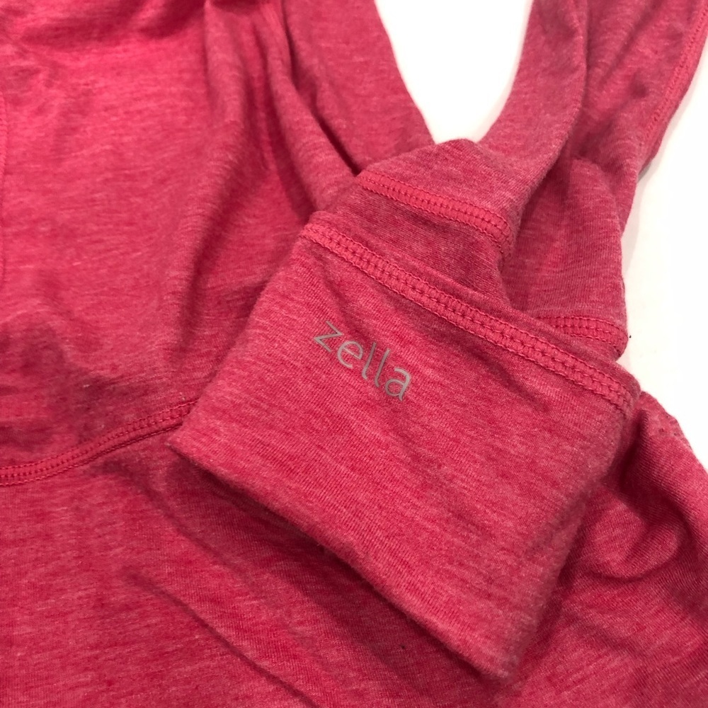 Zella Hot Pink Hooded Long Sleeve Shirt Scoop Neck - Picture 4 of 8